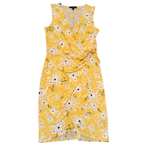 Women's Banana Republic Factory Yellow Floral Sleeveless Wrap Dress S - Picture 2 of 8
